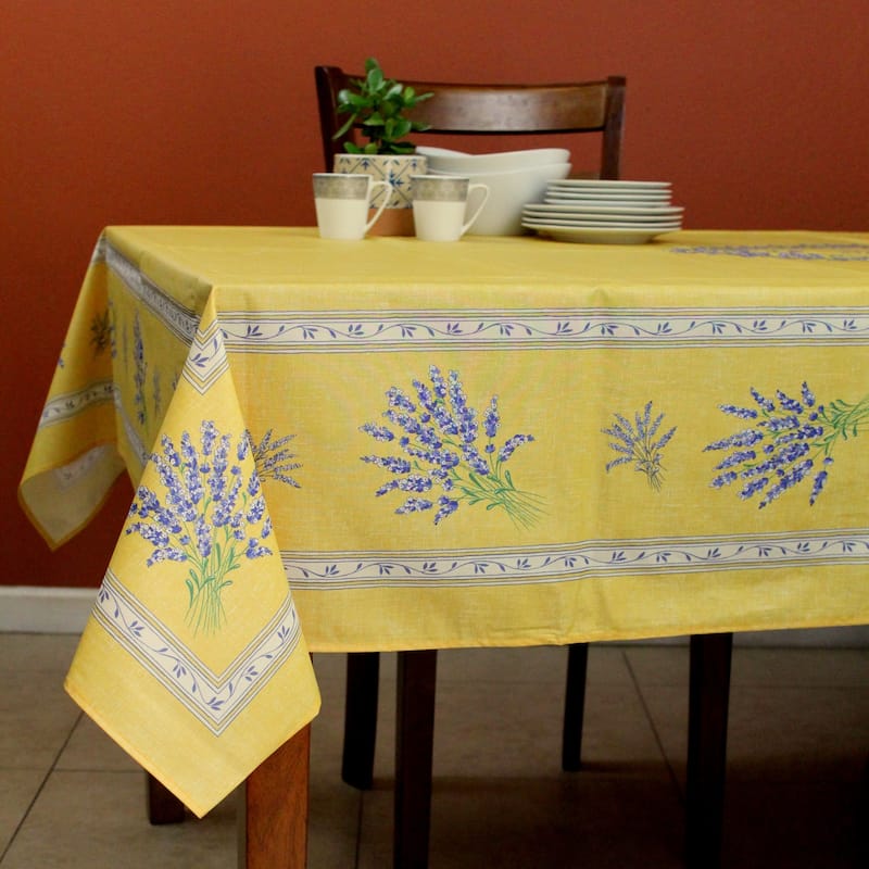 Wipeable Spill Resistant Provencal Cotton Cannes Collection Tablecloth