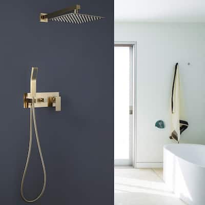 Luxury Gold High Pressure Rainfall Shower System with Handheld Shower Head&Hose