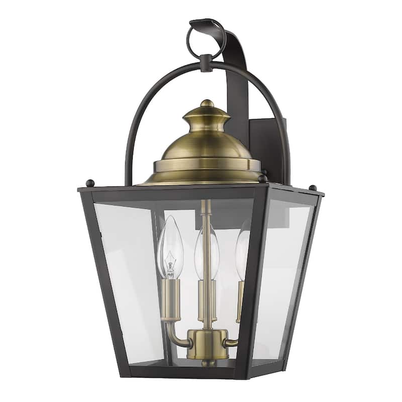 Bronze Glass LED Flush Mount Outdoor Wall Light with Bulbs - 3-Light