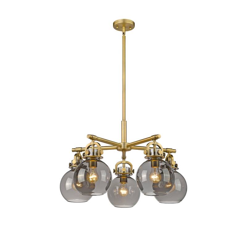 Innovations Lighting Newton Sphere - 5 Light 7" Stem Hung Chandelier.