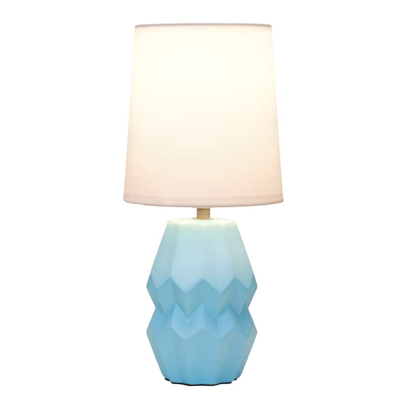Ceramic Geometric Table Lamp with Fabric Shade for Bedroom - 6 x 6 x 13 in. (L x W x H)