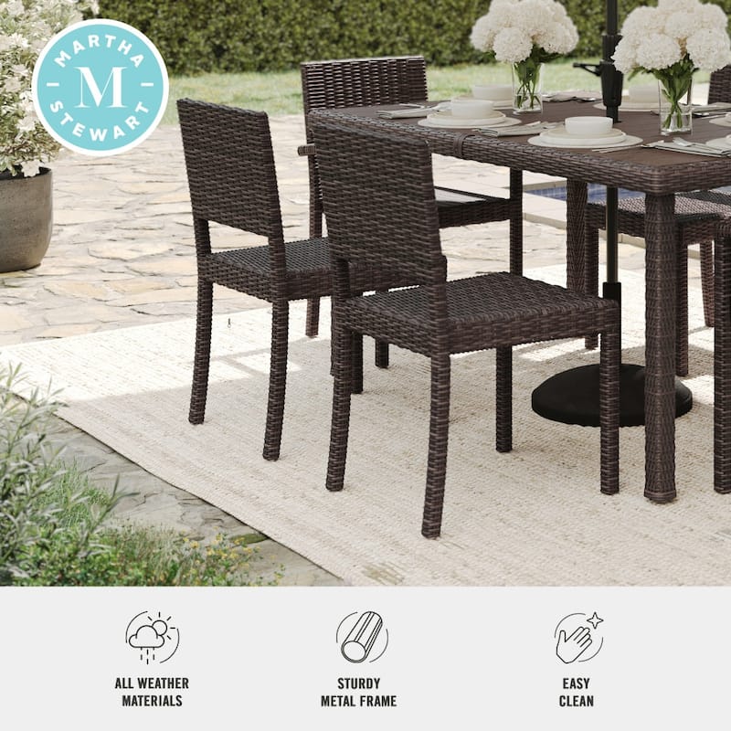 Martha Stewart Outdoor Rattan Wicker Stackable Side Dining Chair - 18.5"W x 21.75"D x 33.5"H