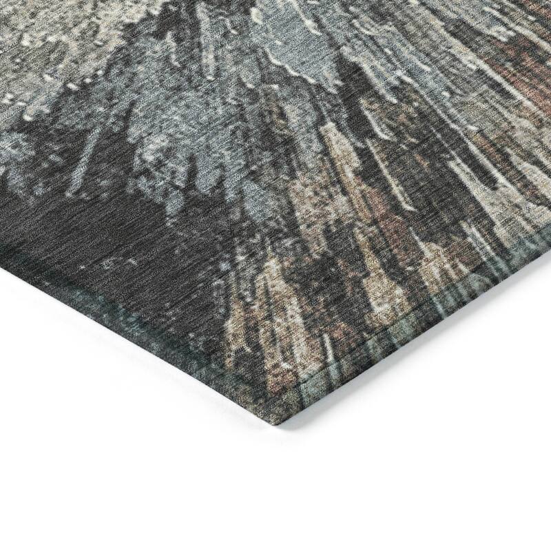 Machine Washable Indoor/ Outdoor Abstract Burst Chantille Rug