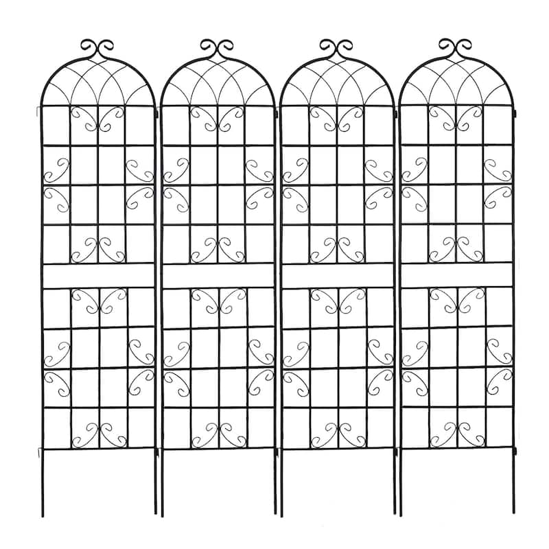 86.7'' x 19.7'' Garden Trellis for Garden Plants - 4 Pack - Black