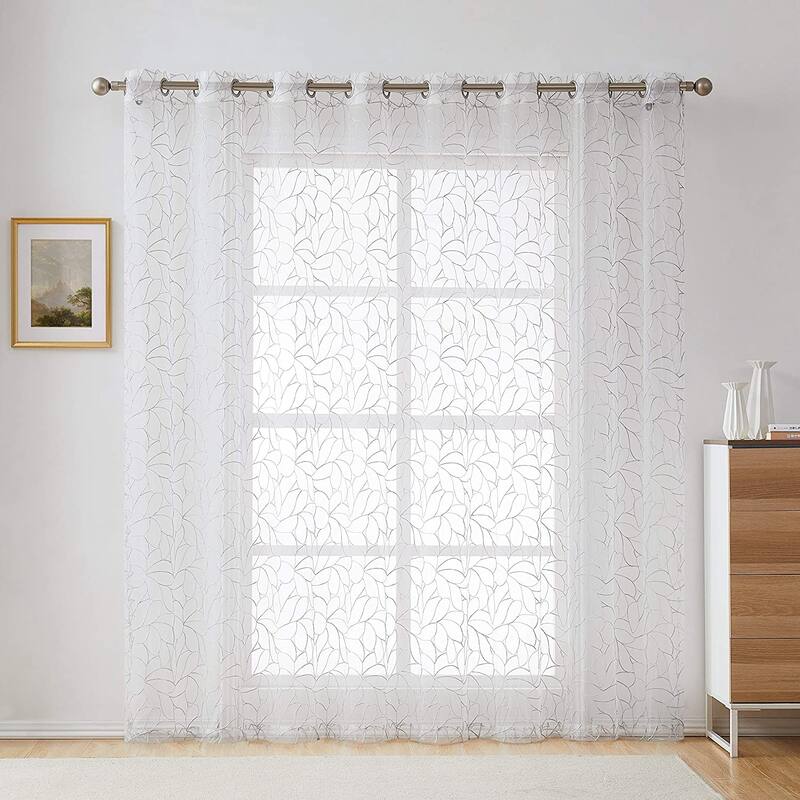 Olivia Embroidered Voile Sheer Grommet Curtain Panels for Any Room
