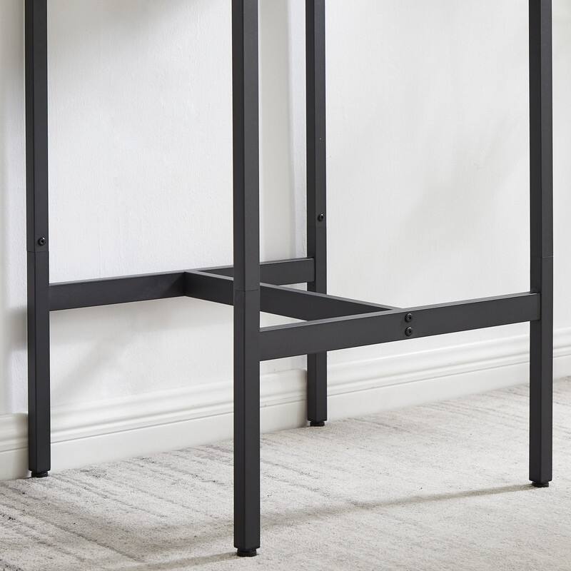 Industrial 2-Stool Bar Table Set, Space-Saving Counter Height Table with PU Cushioned Stools