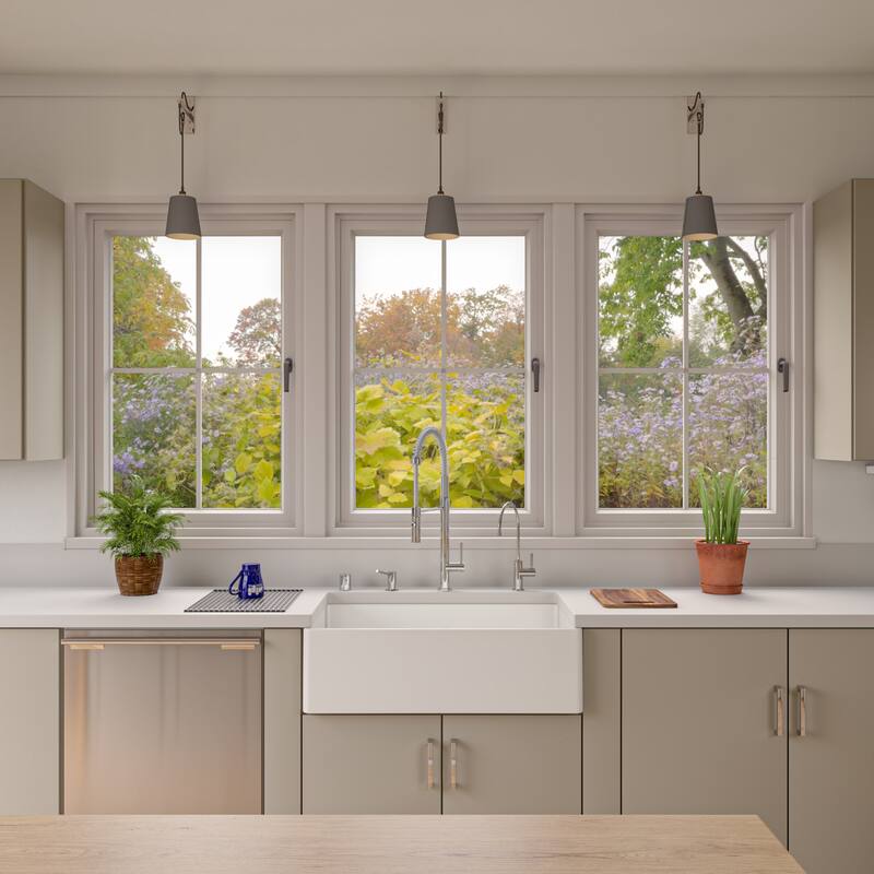 ALFI brand 33" White Smooth Apron Single Bowl Fireclay Farm Sink