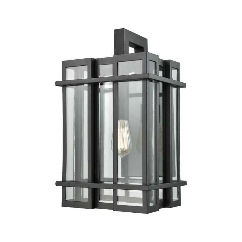 Glass Tower 18'' High 1-Light Outdoor Sconce - Matte Black - 18 inch Tall - 18 inch Tall - Matte Black
