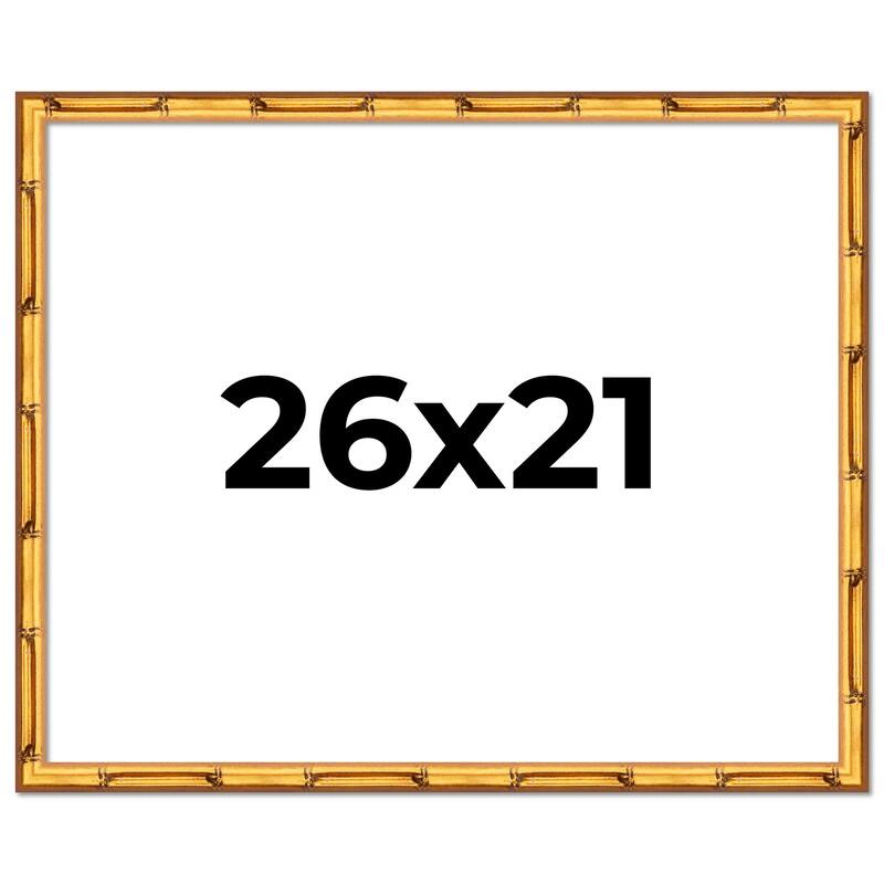 26x21 Frame Gold Bamboo Picture Frame Modern Photo Frame Includes UV Acrylic Shatter Guard Front Acid Free Foam Backing Board