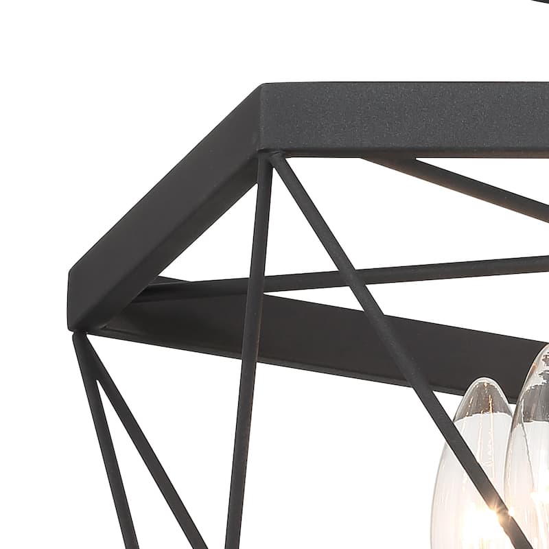 5-light Modern Farmhouse Black Semi-flush Mount Ceiling Lights - 15 inches