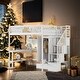 preview thumbnail 2 of 16, Playhouse Inspired Full size Loft Bed with Bookshelf, Drawers, Desk and Wardrobe, Sturdy Construction & Unique Design, White