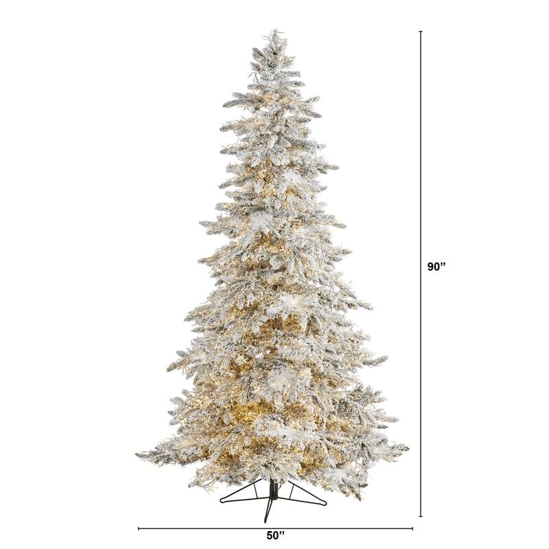 7.5Ft Pre-Lit Christmas Tree - Grand Northern Fir with Warm LED Lights & Bendable Branches - Holiday Decor - White - 84