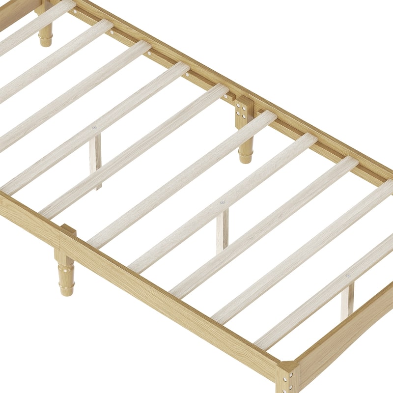 Twin/Full/Queen/King Retro Style Wood Platform Bed with Gourd Headboard and Wooden Slat Support