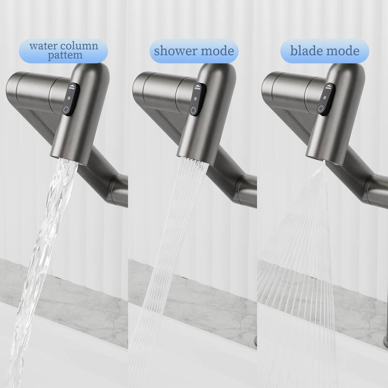 Single Handle 360° Swivel Bathroom Sink Faucet with Spray Function and Temperature Display, Anti Corrosion and Anti Rust