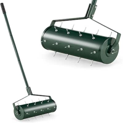18"/21" Rolling Lawn Aerator Garden Yard Manual Rotary Push Tine