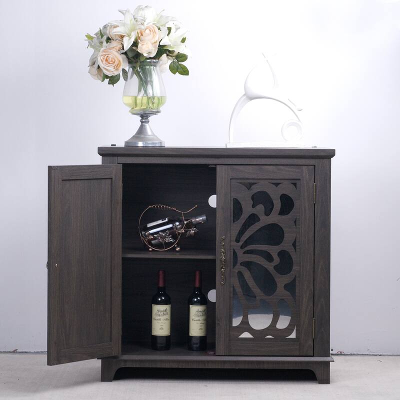 Rossetta Elegant Wooden Intricate Cutout Charming Butterfly Pattern Accent Cabinet with Adjustable Shelf
