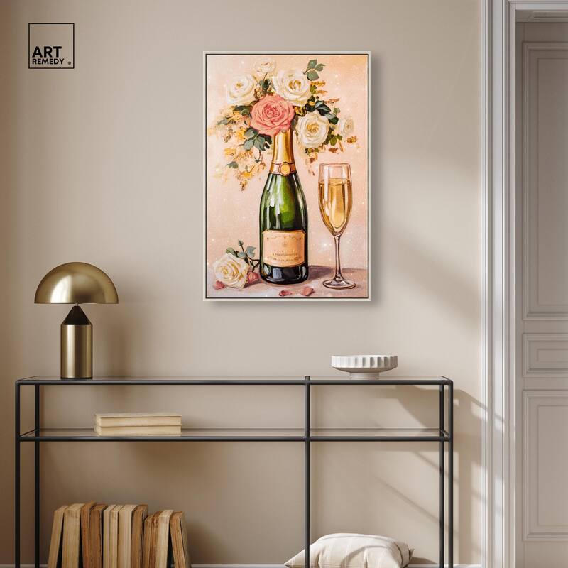 Blooming Champagne Vase Canvas by Art Remedy