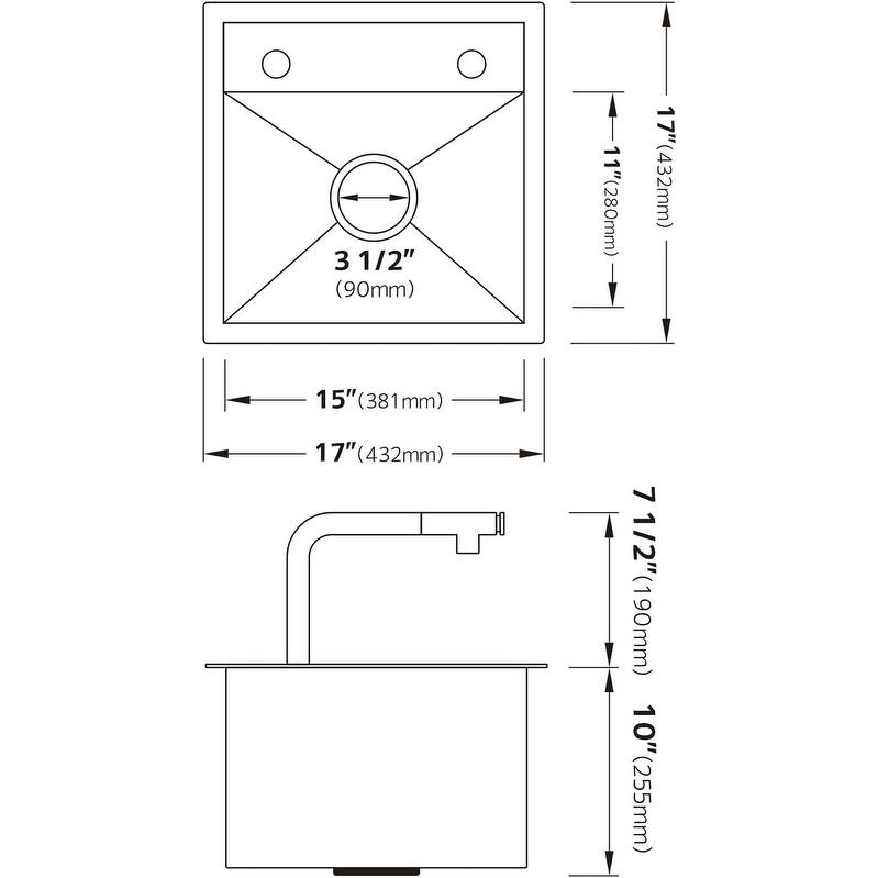 Lefton RV Kitchen Sink, 17" Stainless Steel Single Bowl Drop-in Bar Sink with Liftable Pull-out Faucet for Small Kitchen Island