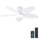 preview thumbnail 13 of 26, 42 Inches Flush Mount Ceiling Fan with Light and Palm Leaf ,3CCT Dimmable LED Integrated,for Indoor and Outdoor - 42 Inches White