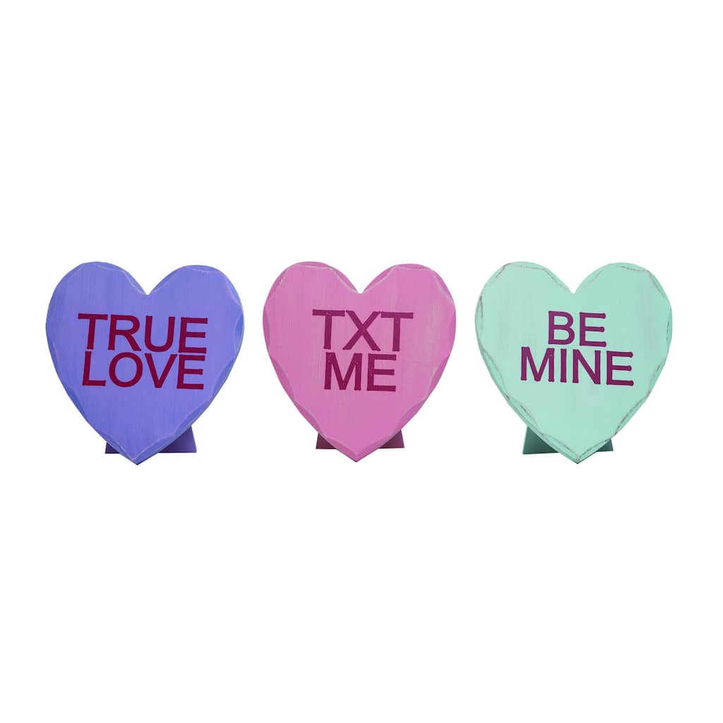Transpac MDF Heart Decor Set of 3 Valentines Home Decorations