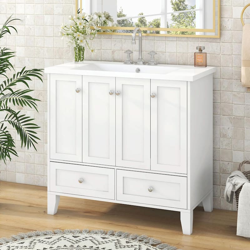 36'' Freestanding Bathroom Vanity with Resin Sink Combo