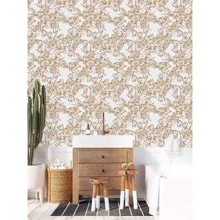 Beige Flowers Wallpaper Peel and Stick and Prepasted - Bed Bath ...