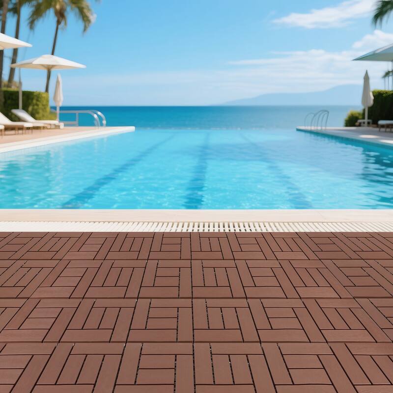 12-inch ZZ style interlocking deck tiles, DIY modular interlocking decking floor tiles, indoor and outdoor, 44pcs