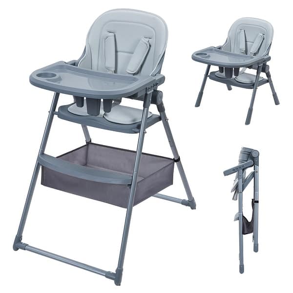 slide 2 of 28, Baby High Chairs Highchairs with Foldable and Convertible, Adjustable Height and Recline Grey