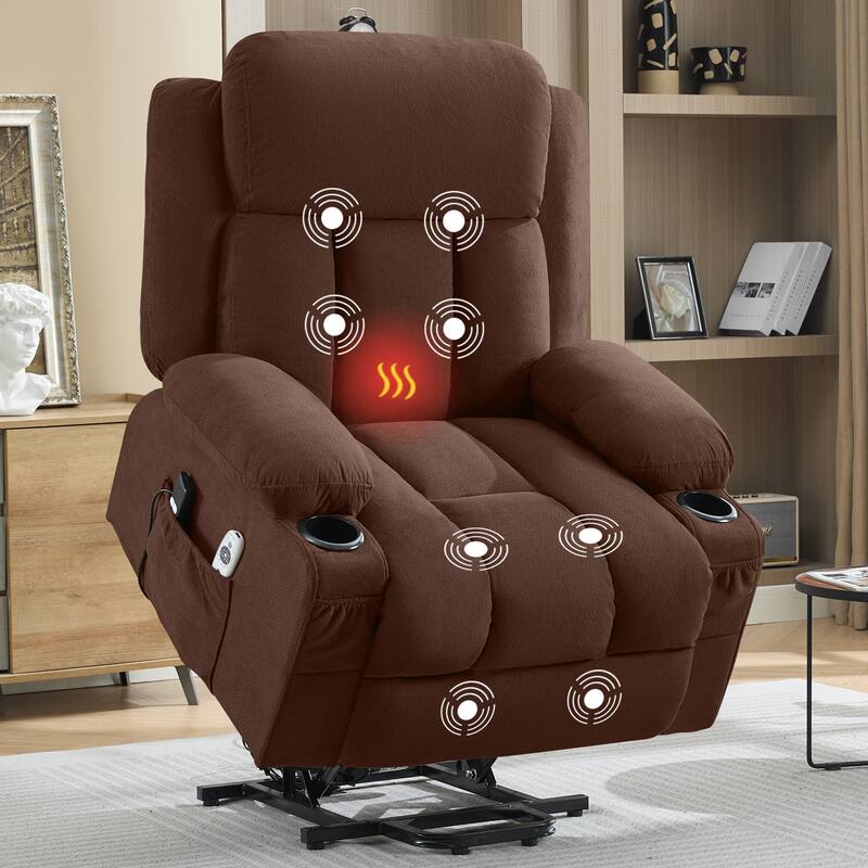 Power Lift Recliner Chair with Heat & Massage, USB Port & Remote Control for Elderly & Living Room