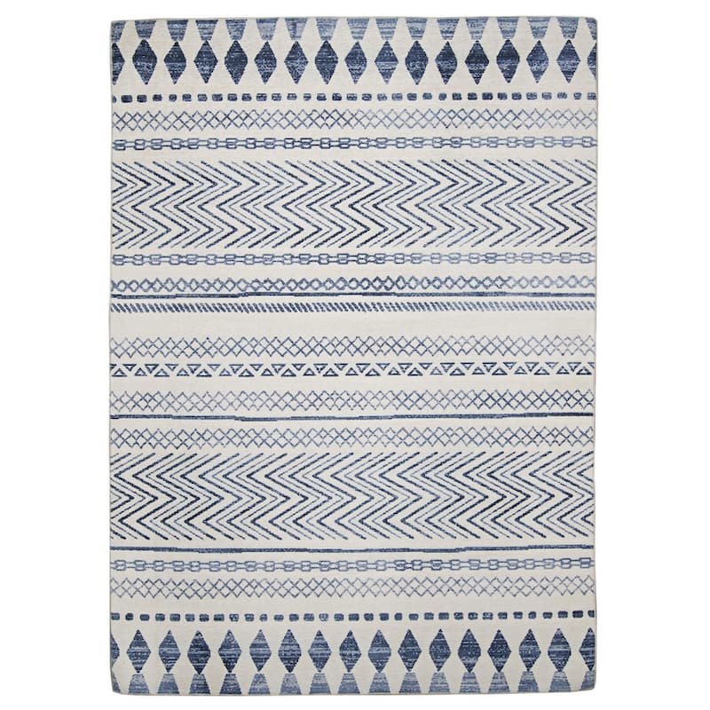 Indoor/Outdoor Water Resistant Lakeland Blue & Ivory Washable Area Rug Washable Area Rug - 2' x 3' - 2' x 3' - Blue/Ivory