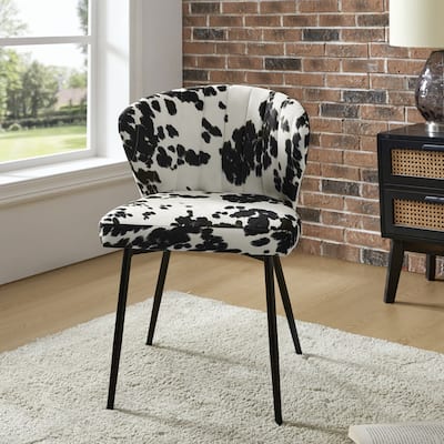 Nataniele 20.5" Contemporary Cowhide Side Chair with Tufted Back by HULALA HOME