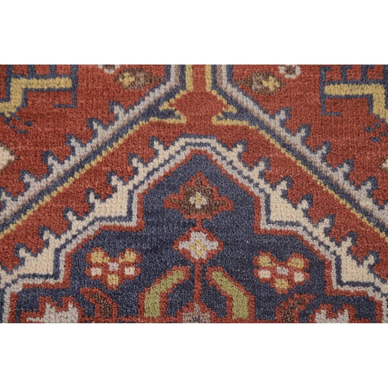 Orange Geometric Kazak Oriental Runner Rug Handmade Wool Carpet - 2'7"x 7'10"
