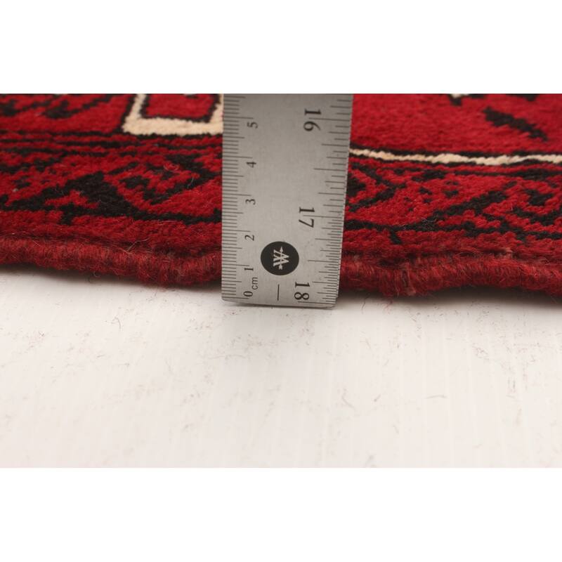 Hand-knotted Authentic Turkish Red Wool Rug - 3'11" x 7'1"/3'11 x 7'1