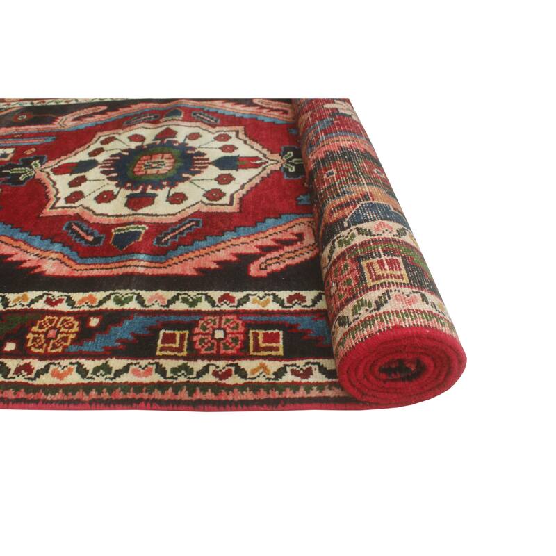 Noori Rug Fine Vintage Distressed Bemeere Red/Charcoal Runner - 3'10" x 11'9"