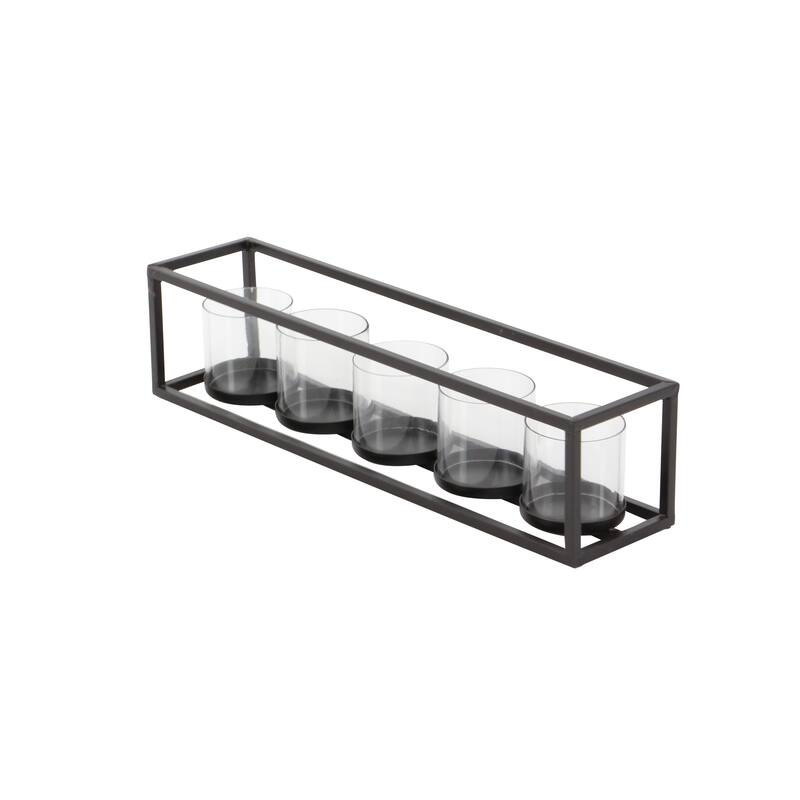 Black Metal 5 Glass Sleeve Candelabra