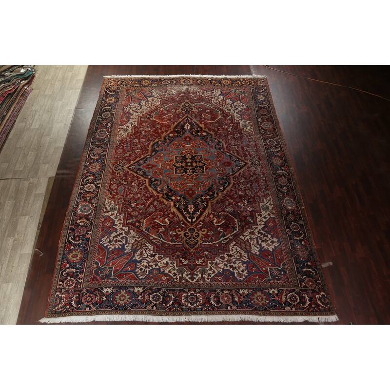 Antique Vegetable Dye Heriz Serapi Persian Wool Area Rug Hand-knotted - 11'7" x 15'10"