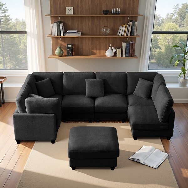 Warenne 7-Piece combination sofa chair, L-Shaped with Cushions