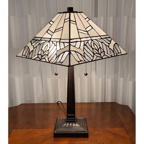 Tiffany Style Stained Glass White Table Lamp 23" Tall AM306TL14 Amora Lighting