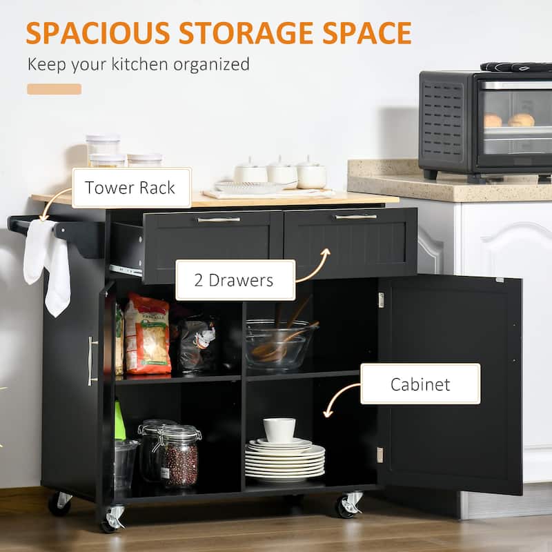 41" Modern Rolling Kitchen Island On Wheels(no include stool)