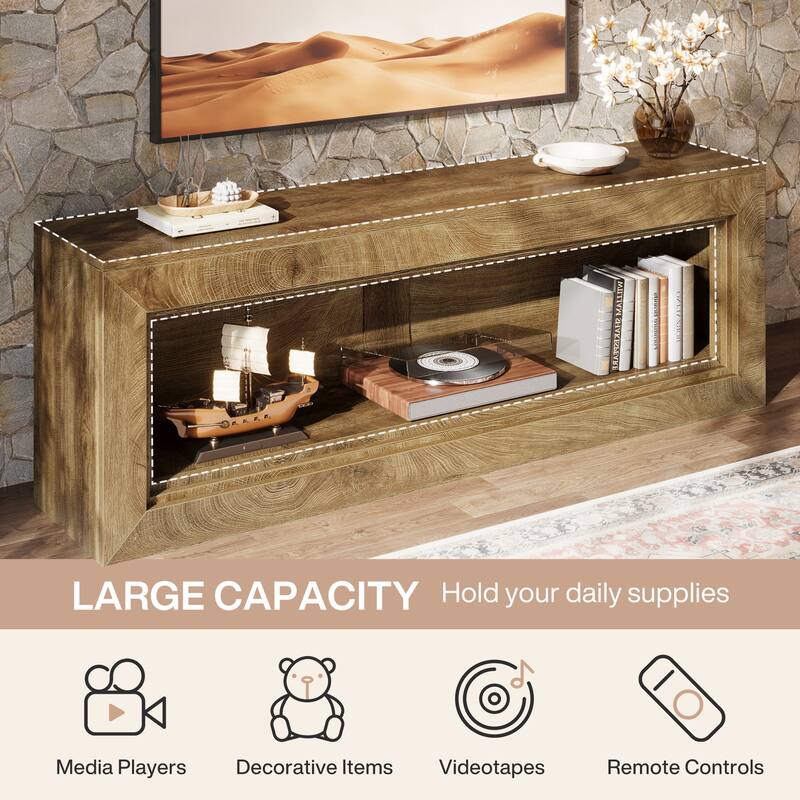 63" Extra Long TV Stand with Storage Shelves, Media Console Entertainment Center for 55/60/65/75-Inch TVs Living Room Bedroom