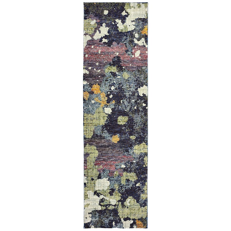 Style Haven Evangeline Dappled Night Area Rug - 2' 3" x 8' - Navy/Green - Runner