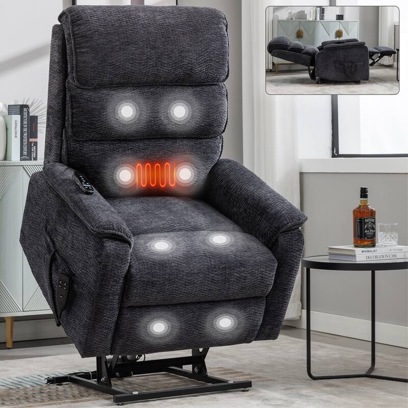 Dual Motor Infinite Position Power Lift Recliner Chair with Power-Remote, Heat Massage and Heavy Duty Motion Mechanism
