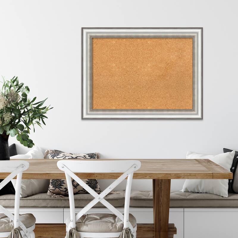 Salon Silver Framed Cork Bulletin Memo Board