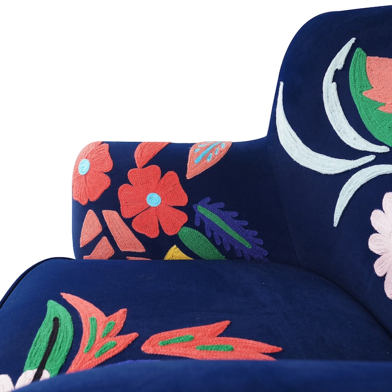 Nico Floral Embroidered Velvet Upholstered Accent Chair by Sevita - 30″ D x 32″ W x 33″ H