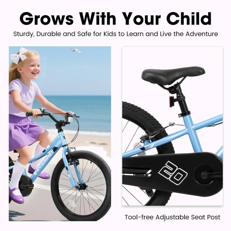 Kids' 20-Inch Bike - 1-Speed, For 3-5 Years, Front V Brake, Rear Holding Brake