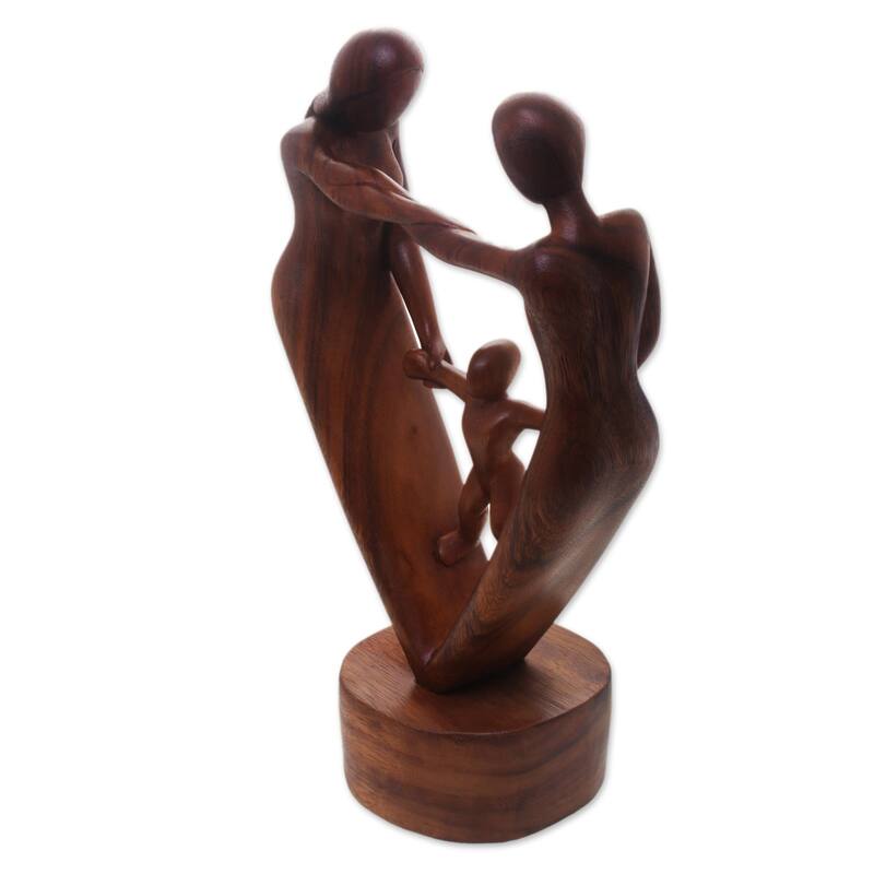 NOVICA Handmade Our Blessing Wood Sculpture - 13.5" H x 8" W x 4.5" D