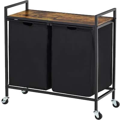 Laundry Basket with Wheels and Shelf - 30"L x 13"W x 31"H
