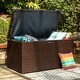 preview thumbnail 11 of 73, Glitzhome 140 Gallon Outdoor Patio Oversize Storage Bench Wicker Table Deck Box