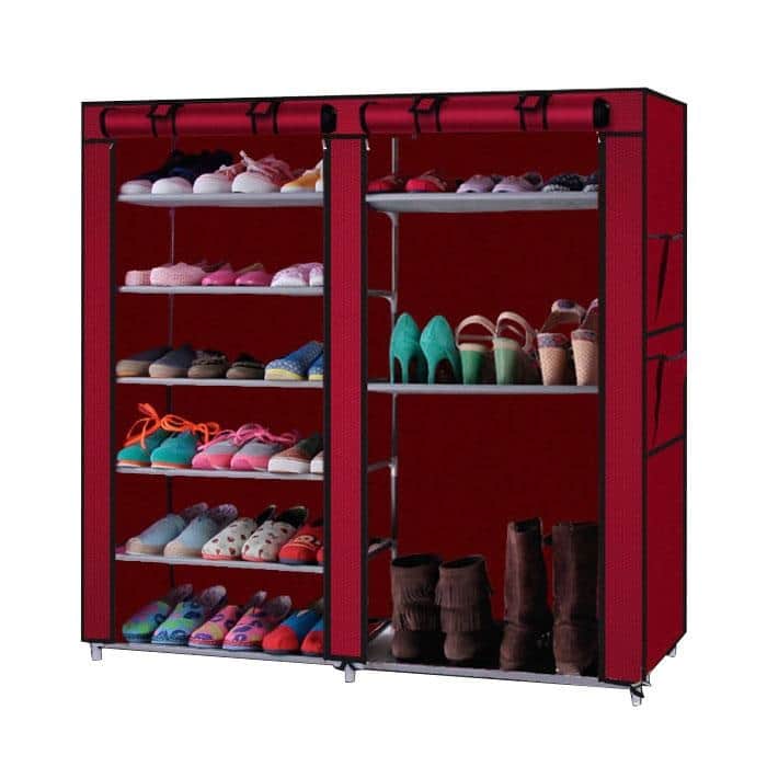 Double Rows 9 Lattices Combination Style Shoe Cabinet