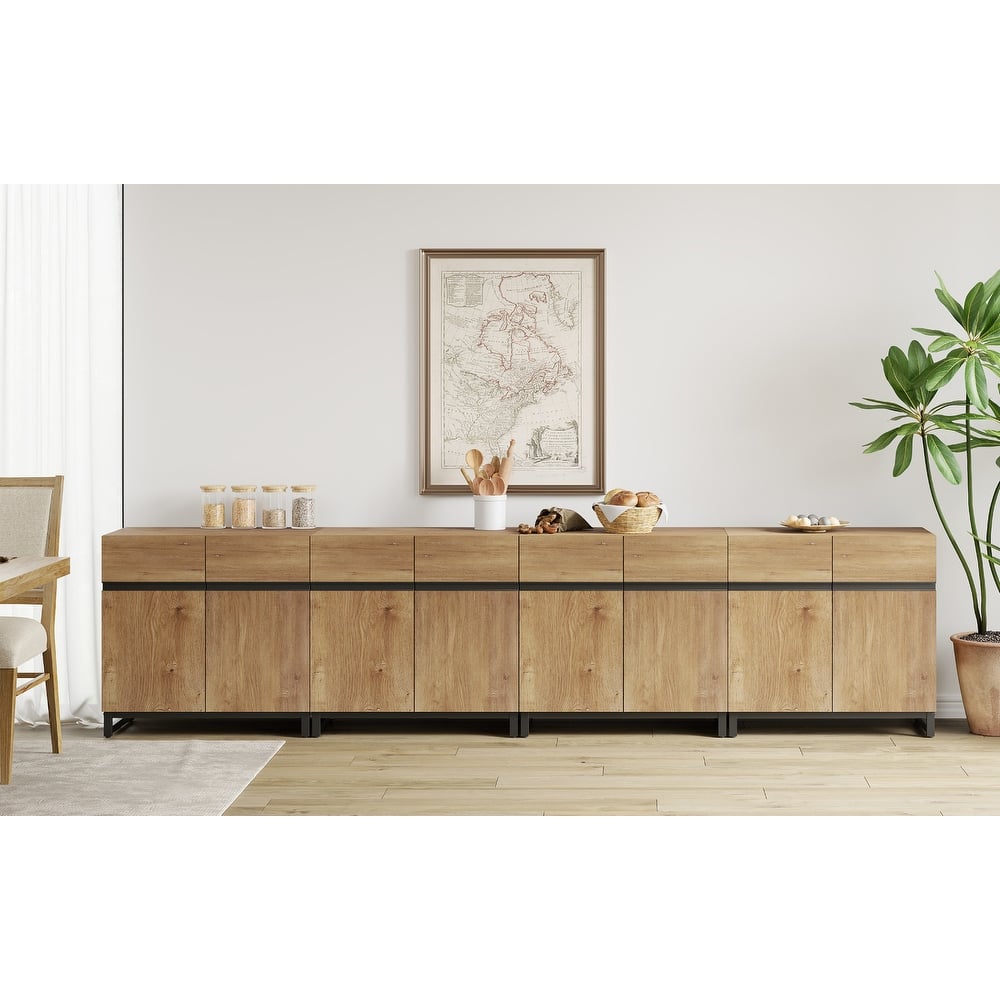 WAMPAT 4 in 1 Multifunctional Sideboard Buffet Cabinets, Modern Sideboard with Adjustable Shelves, Accent Storage Cabinet Table